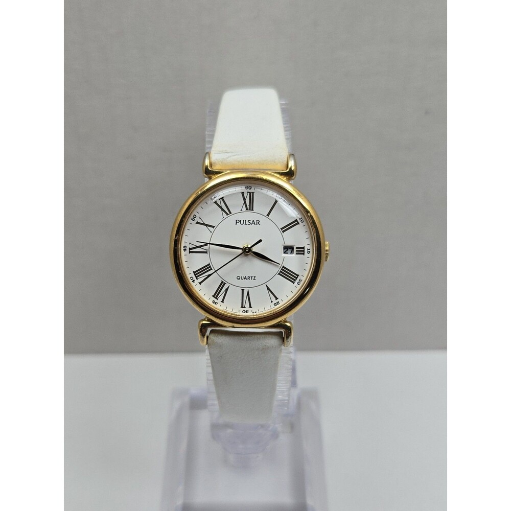 Vintage Pulsar by Seiko Womens Gold Tone Date Watch Classic Dress New Battery